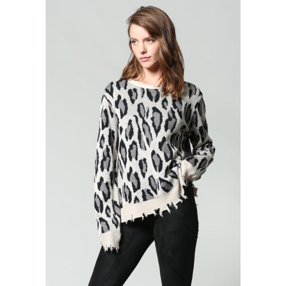Fate Distressed Animal Print Sweater